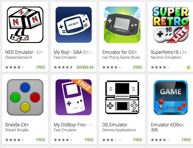 Emuladores en Google Play