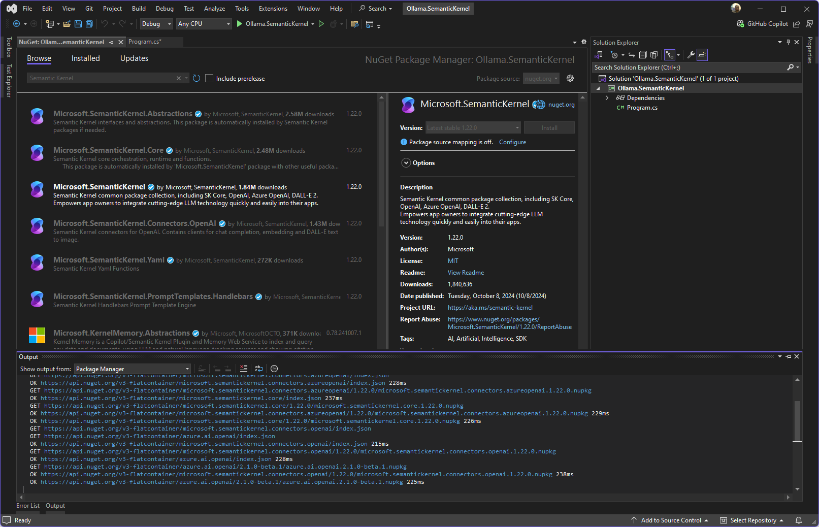 Visual Studio Nuget install